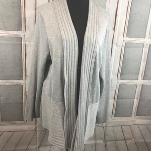 Plus Size Light Grey High-Low Cardigan